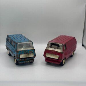 Lot of 2 Vintage Tonka Made in USA Blue and Red Vans